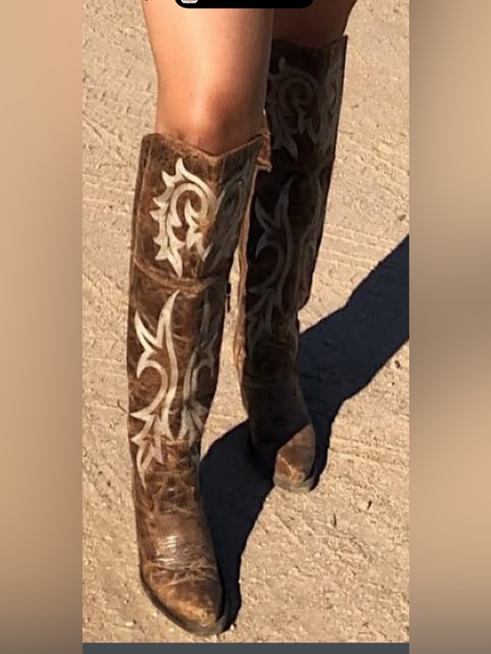 Dan Post Embroidered Brown Knee-High Western Boots